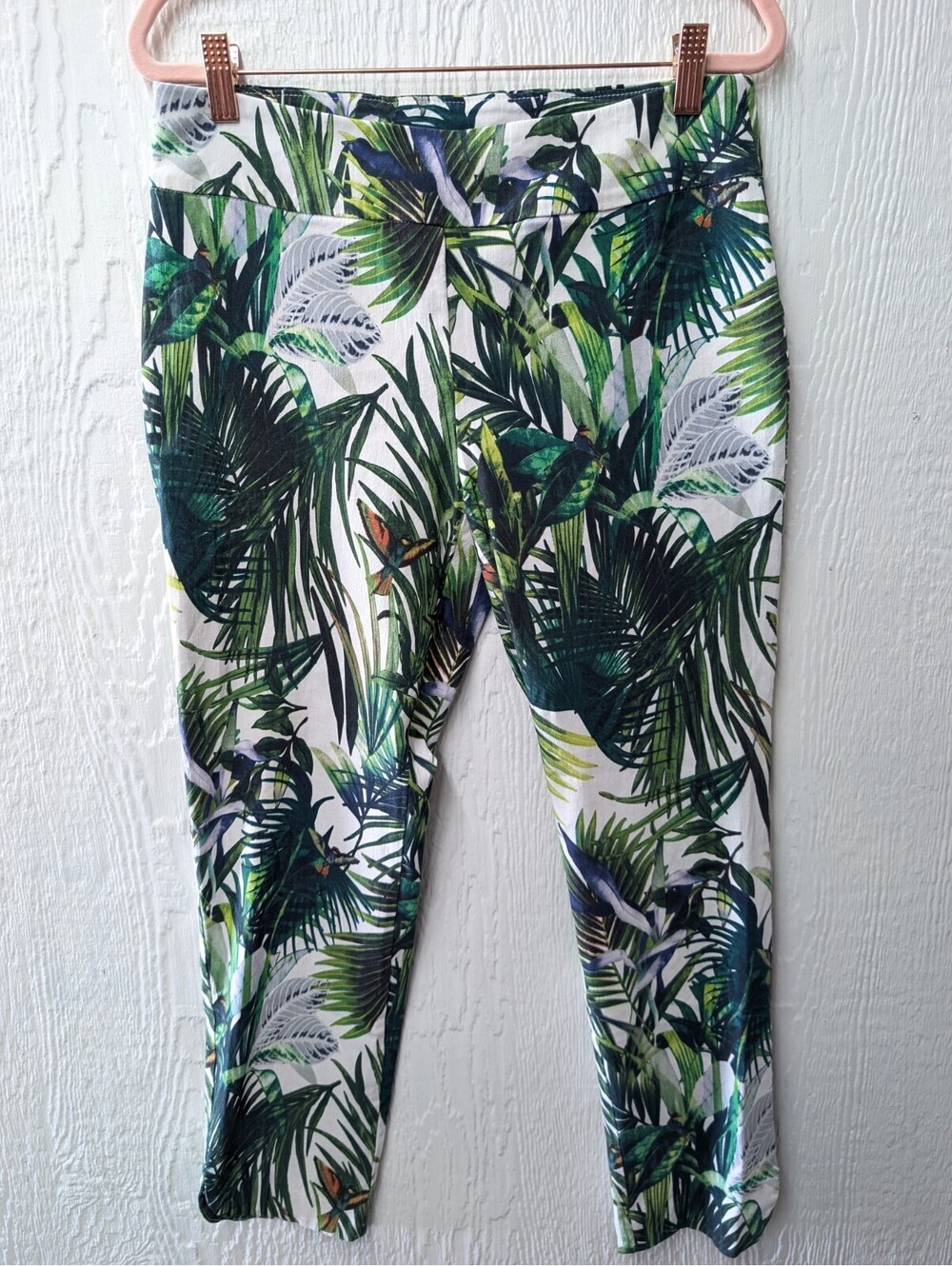 Soft Surroundings Green Pretty Palm Tropical Pants Leggings Size Medium